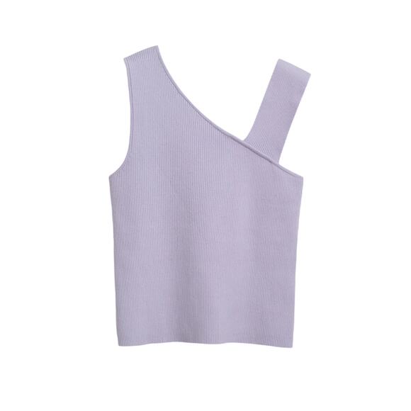 DSTLD Tops - DSTLD Asymmetrical Ribbed Knit Tank Top Lilac Purple Lavender Women’s Medium